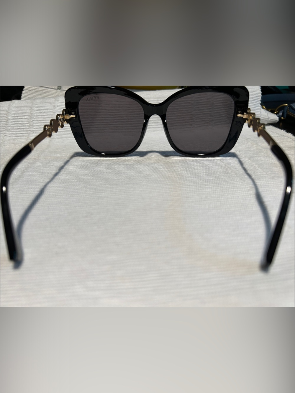 Fendi Black Square Sunglasses with Gold Accent - Picture 3 of 4